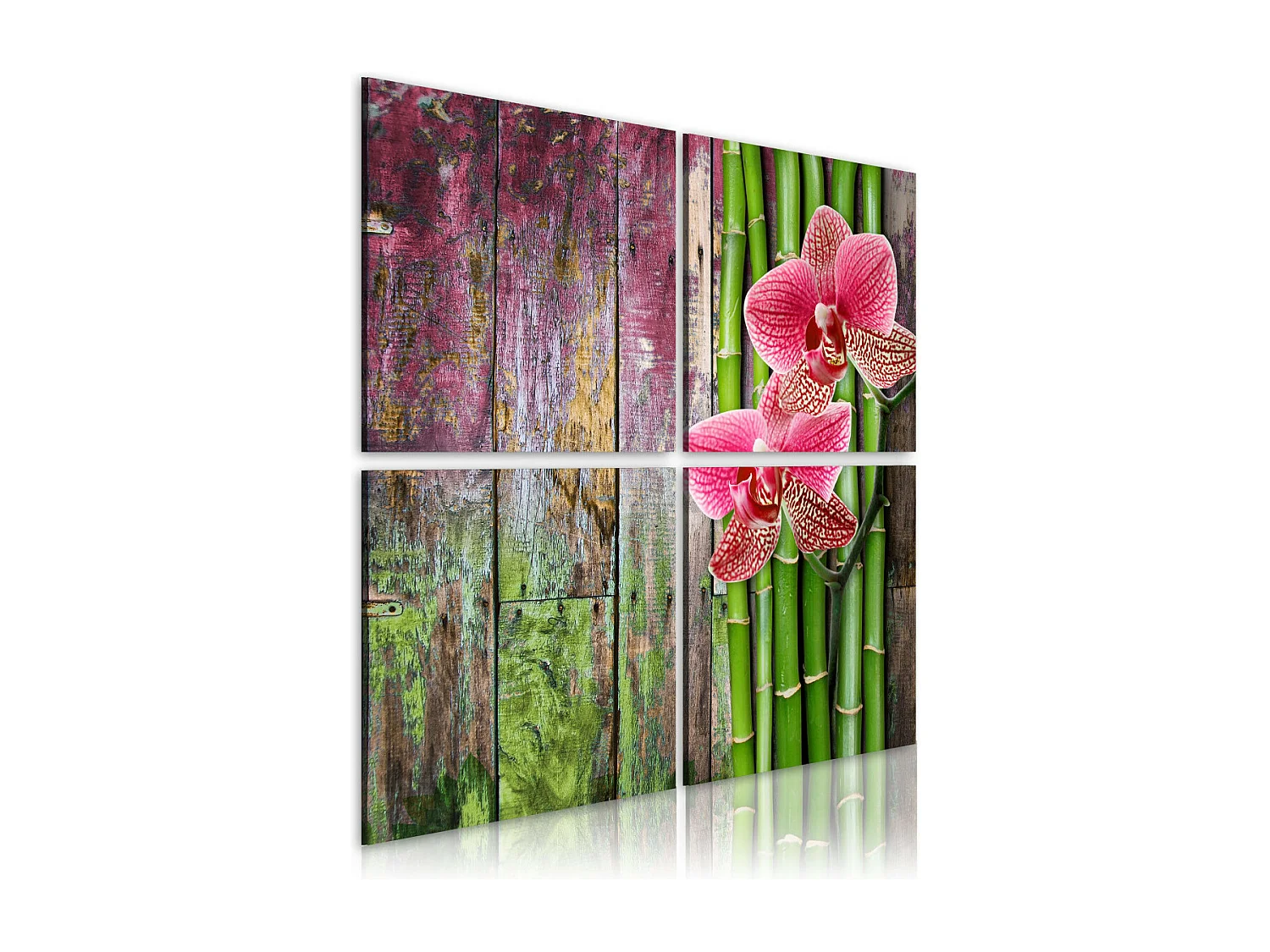 Tableau Imprimé "Bambou & Orchidée" 80 x 80 cm