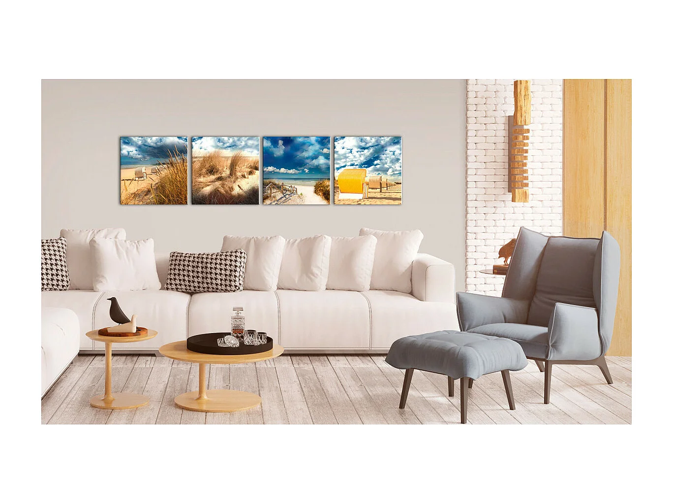 Tableau Imprimé "Holiday at the Seaside" 40 x 40 cm