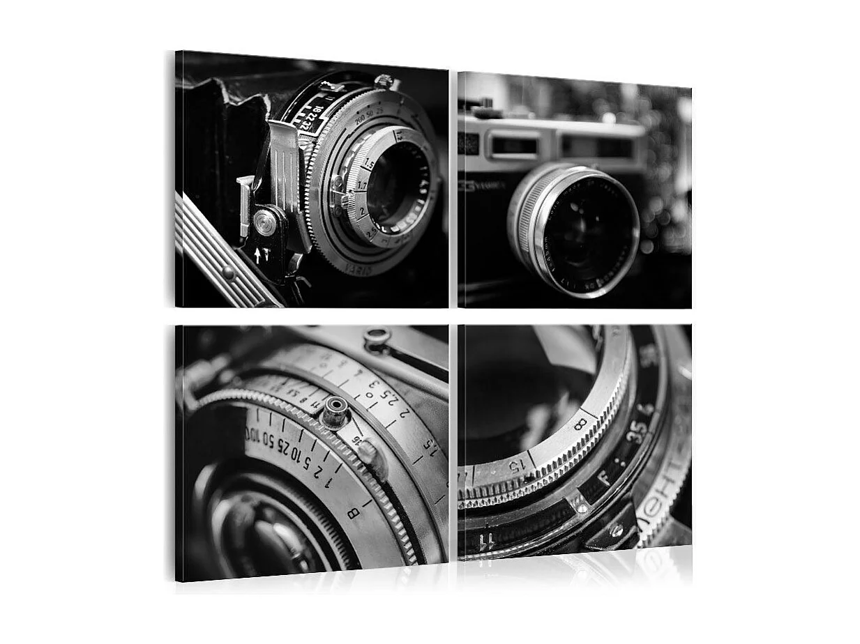 Tableau Imprimé "Vintage Cameras" 40 x 40 cm