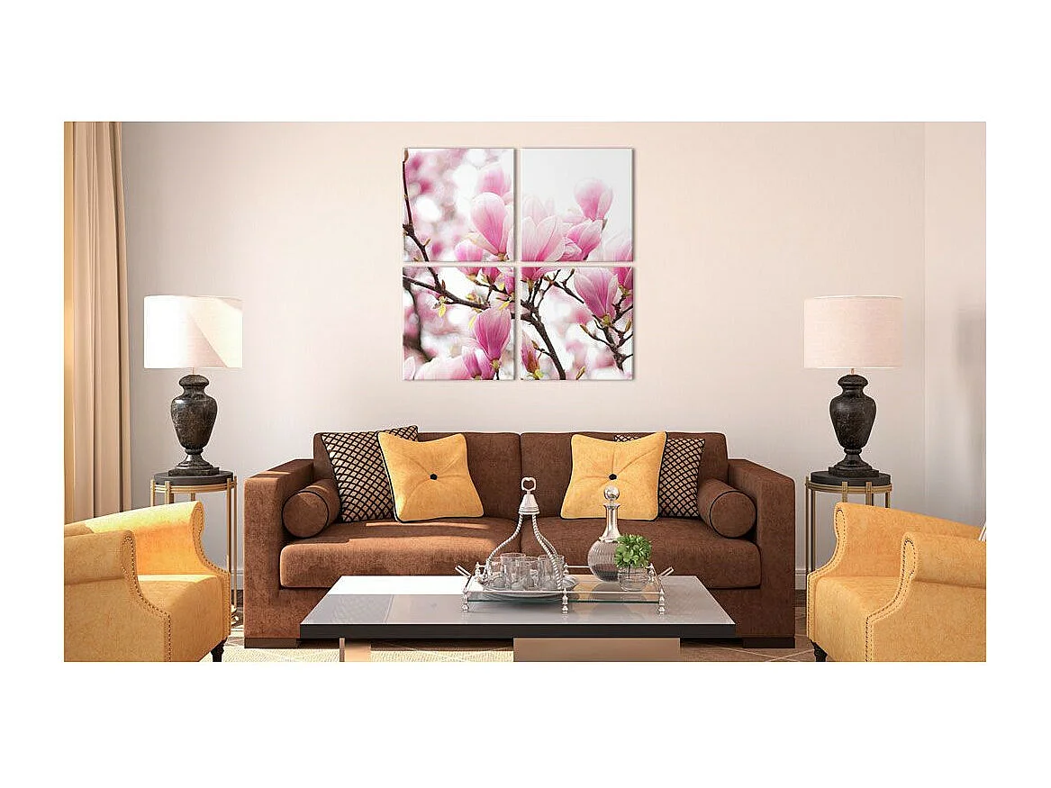 Tableau Imprimé "Magnolia Fleurissante" 40 x 40 cm