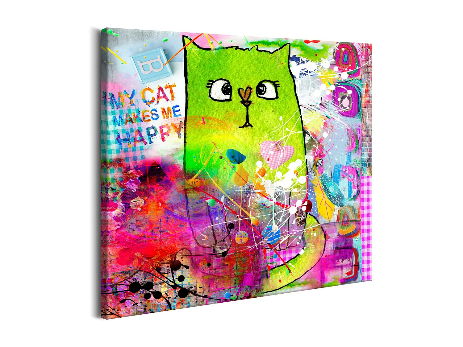 Tableau Imprimé "Crazy Cat" 40 x 40 cm