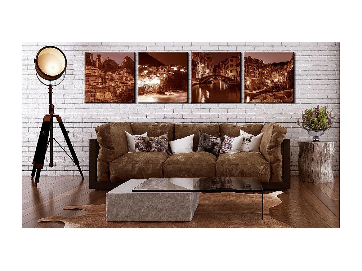 Tableau Imprimé "Italian Towns Sepia" 40 x 40 cm