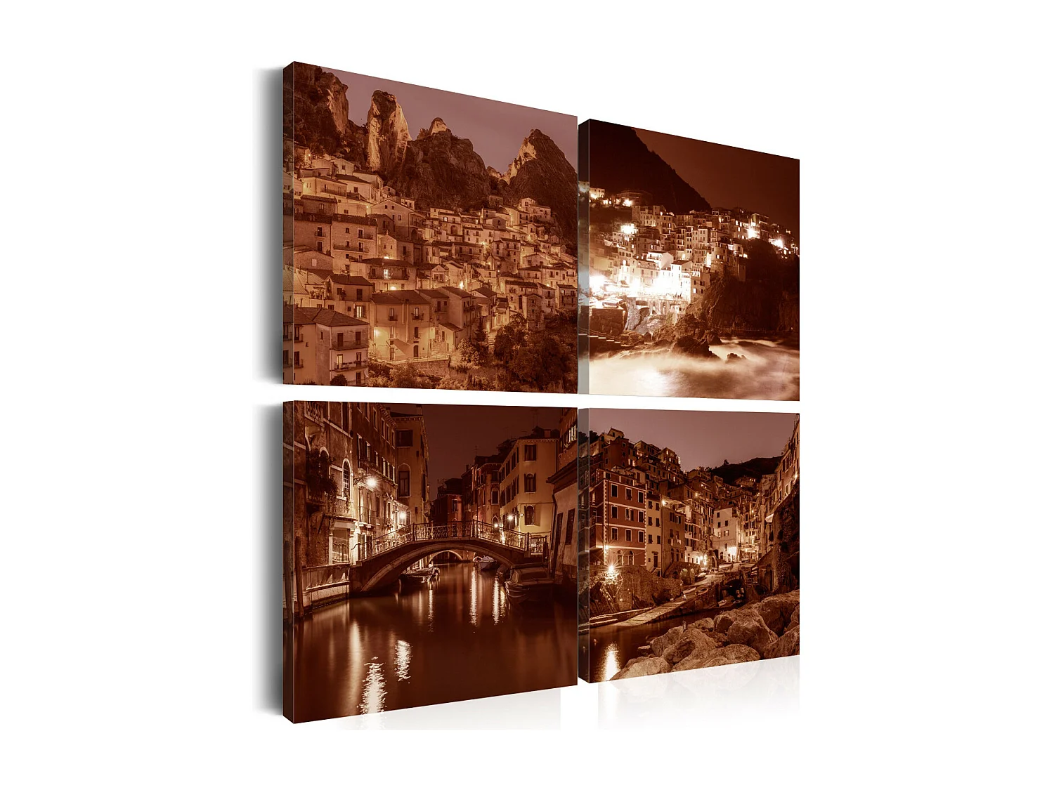 Tableau Imprimé "Italian Towns Sepia" 40 x 40 cm