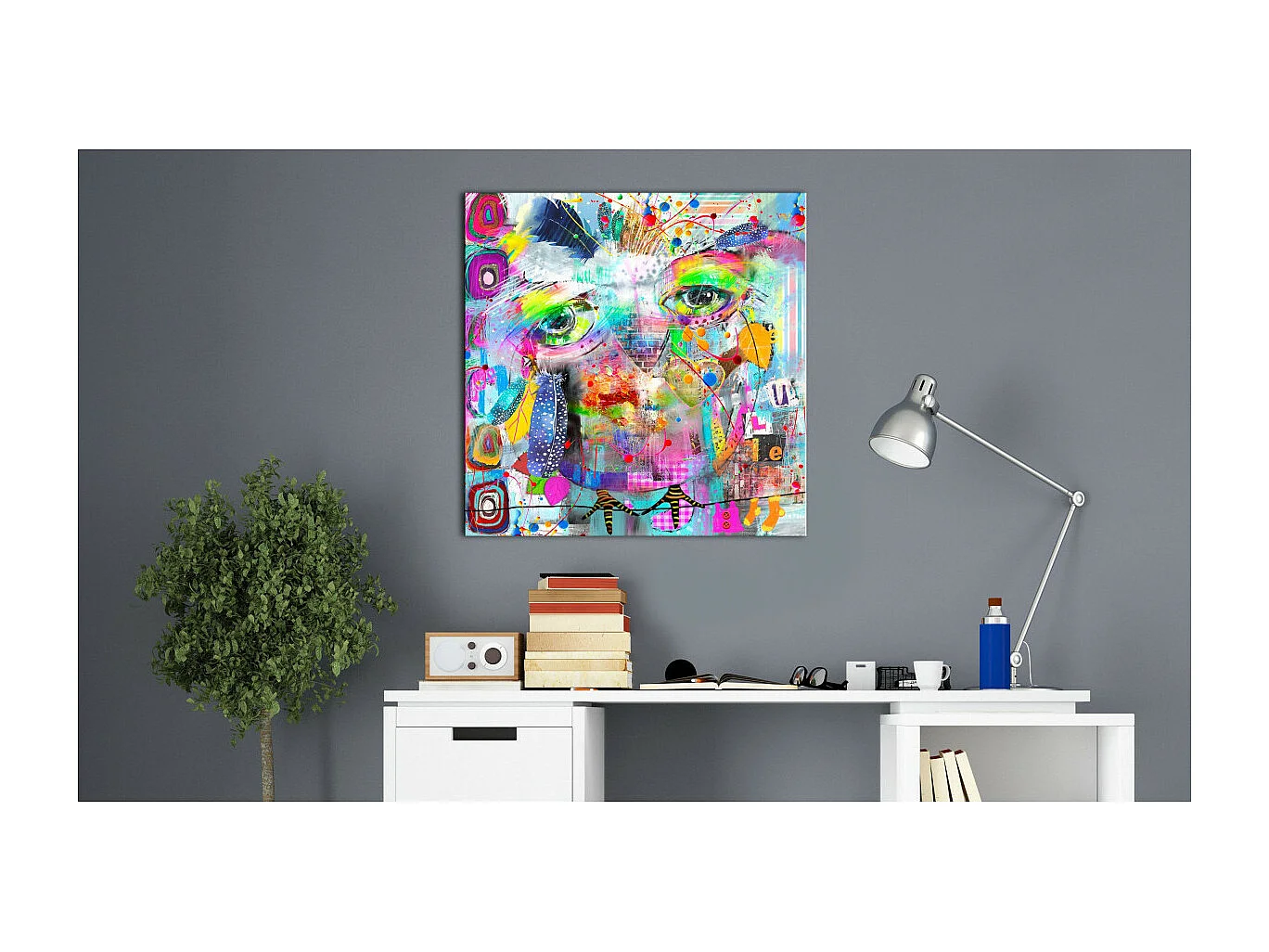 Tableau Imprimé "Colourful Owl" 40 x 40 cm