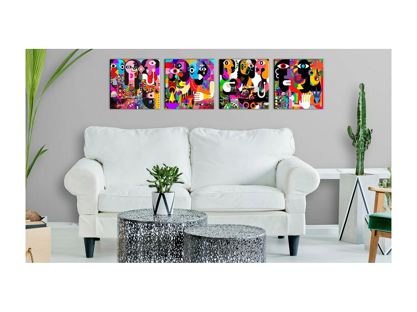 Tableau Imprimé "Abstract Conversations" 80 x 80 cm