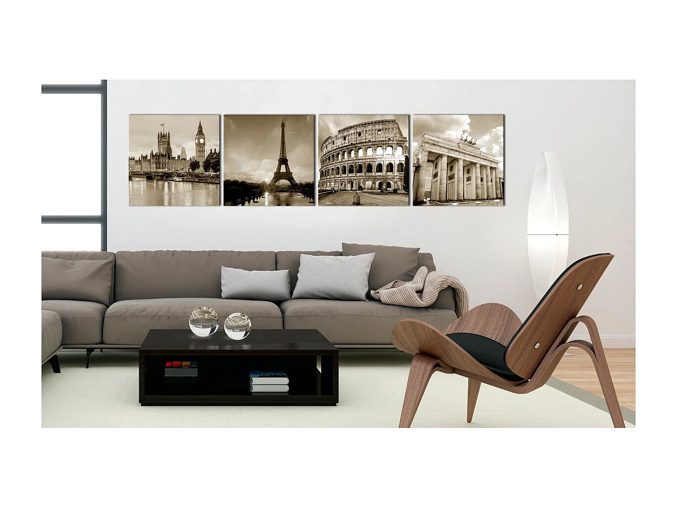 Tableau Imprimé "European Capitals" 80 x 80 cm