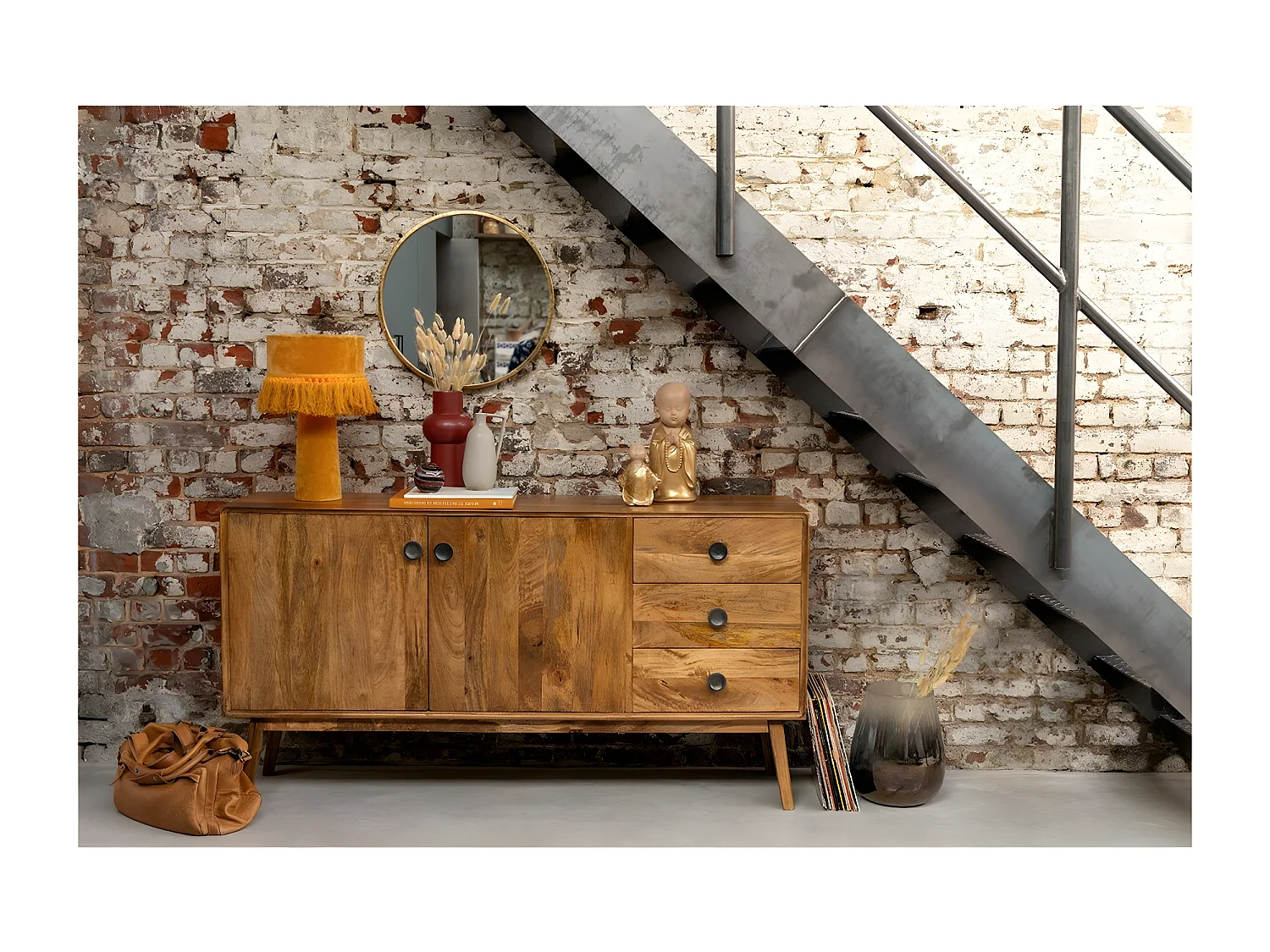 Miroir Mural en Métal Design "Mona" 80cm Or