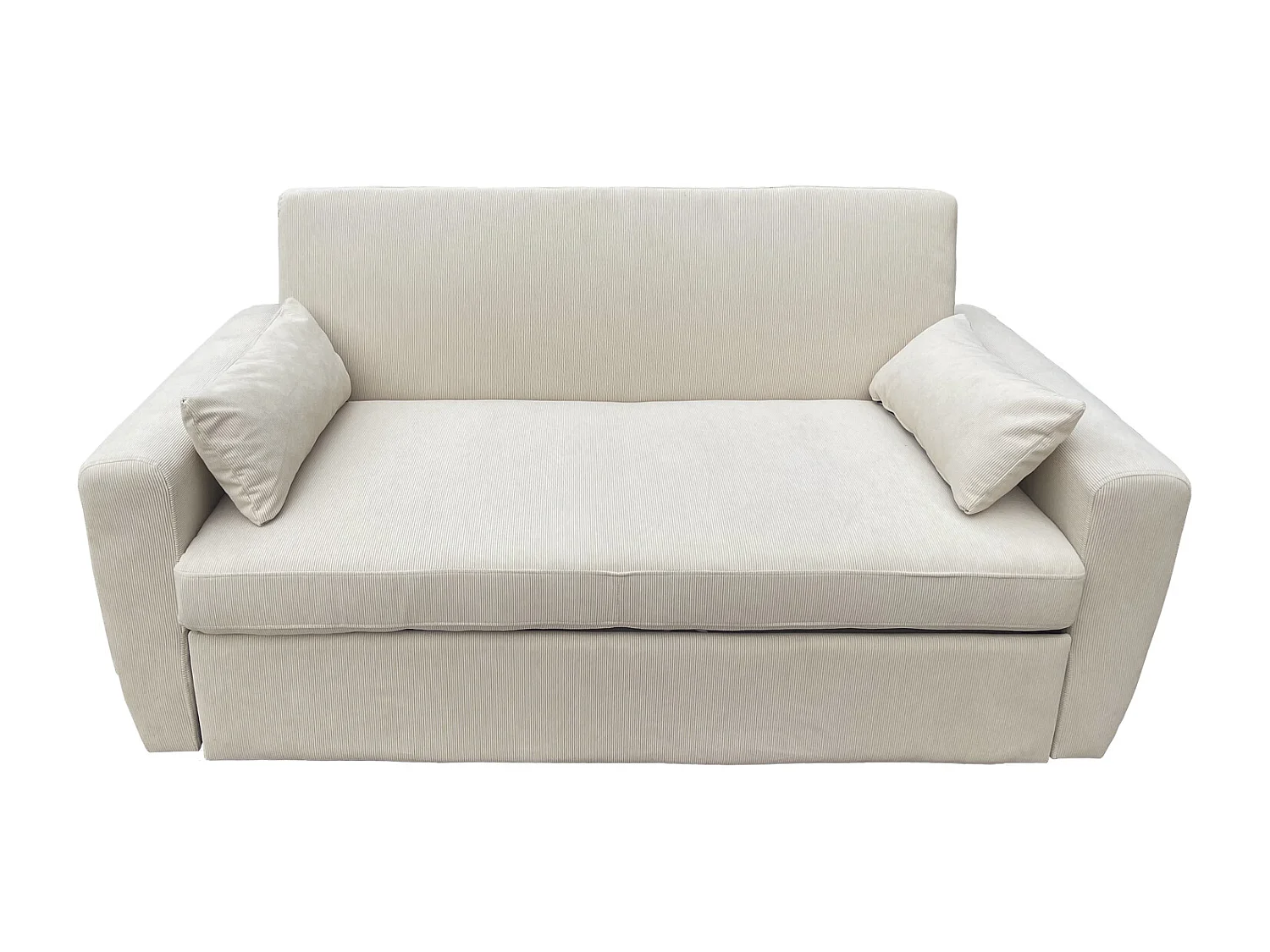 Canapé convertible en velours côtelé beige 2 places MATT - HAPPY GARDEN