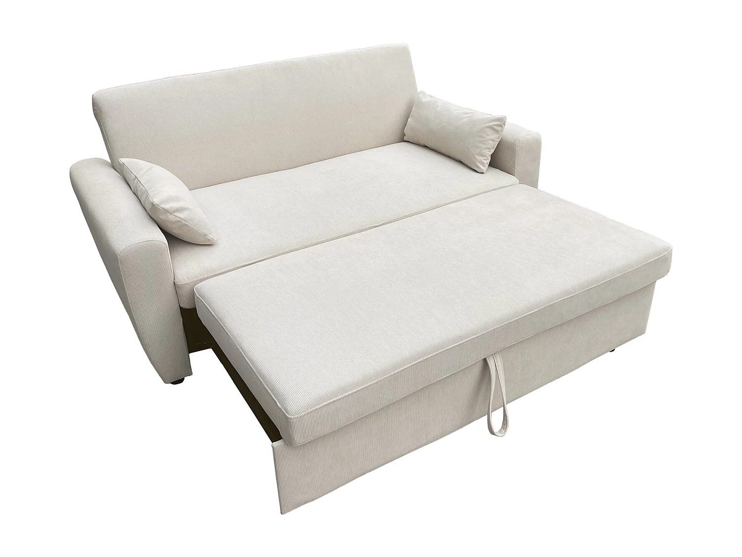 Canapé convertible en velours côtelé beige 2 places MATT - HAPPY GARDEN