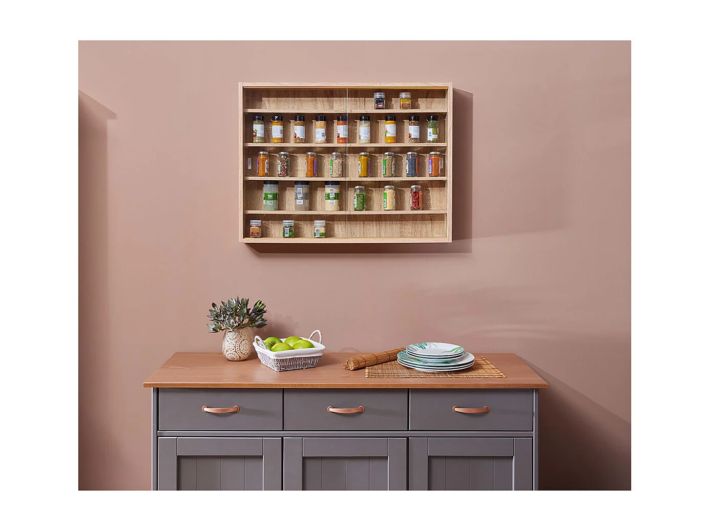 Artisario Vitrinenschrank wandhängend eiche Artisan Dekor.