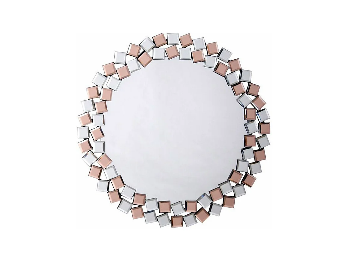 Miroir Mural Design "Mosaic" 80cm Argent & Rose