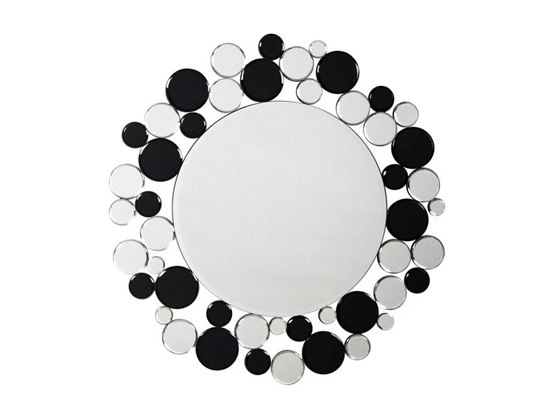 Miroir Mural Design "Bubble" 80cm Argent & Noir