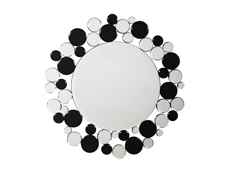 Miroir Mural Design "Bubble" 80cm Argent & Noir