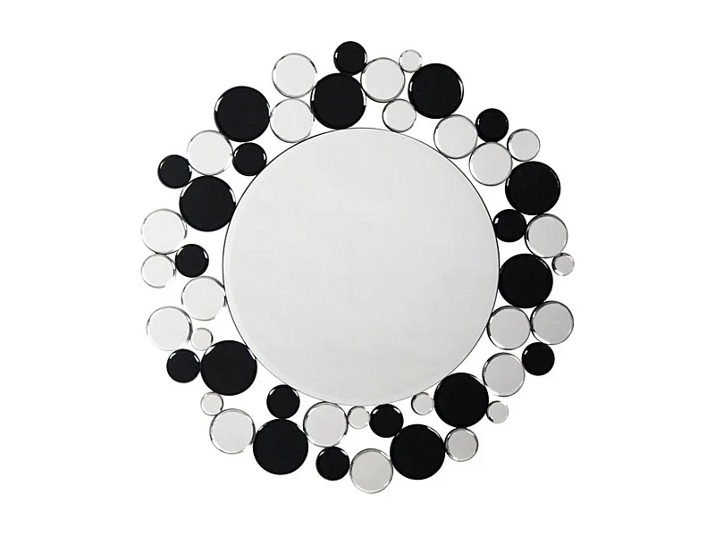 Miroir Mural Design "Bubble" 80cm Argent & Noir