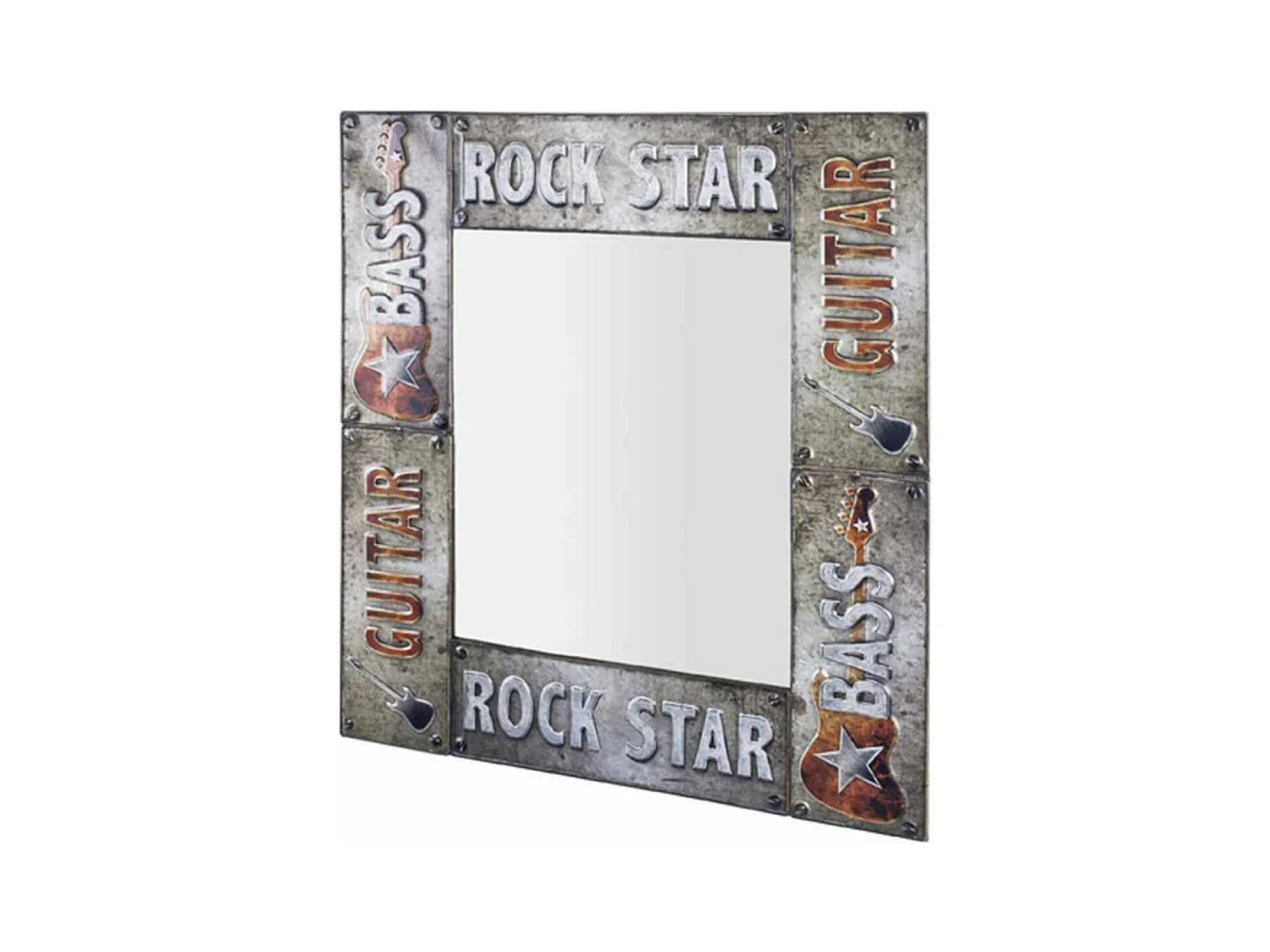 Miroir Mural Vintage "Guitare" 74cm Argent