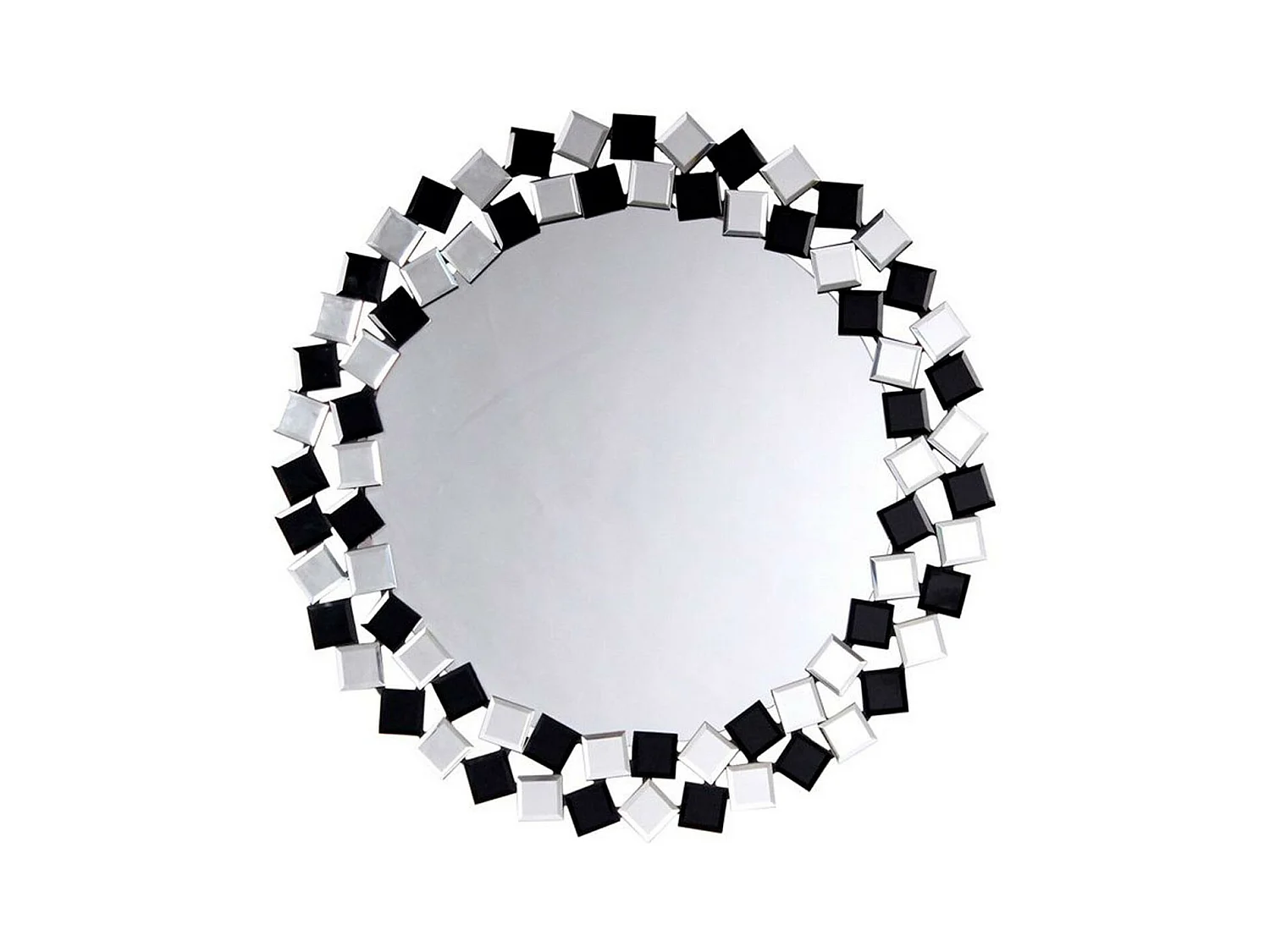 Miroir Mural Design "Mosaic" 80cm Argent & Noir