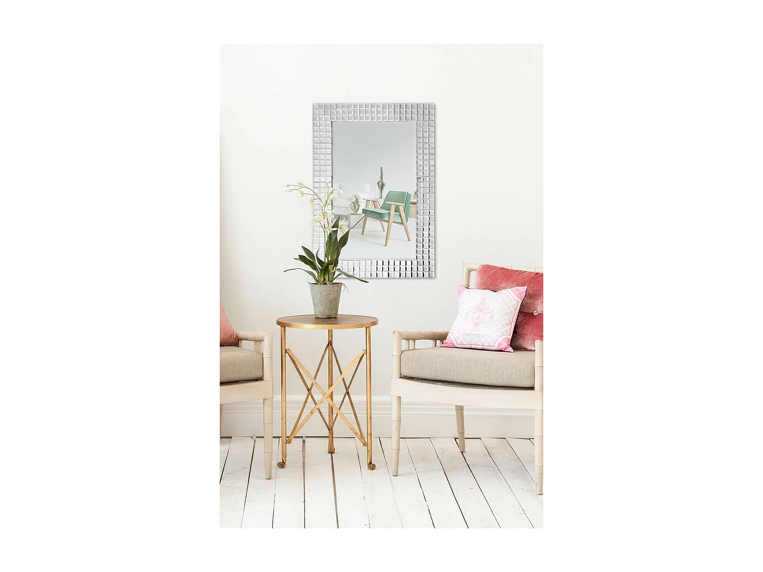 Miroir Mural Design "Apollos" 90cm Argent