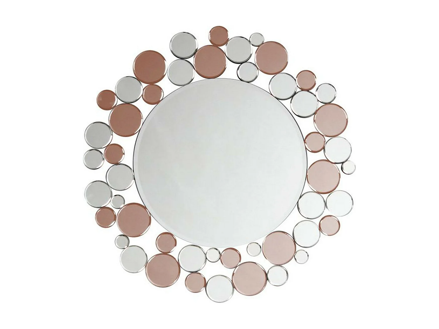Miroir Mural Design "Bubble" 80cm Argent & Rose