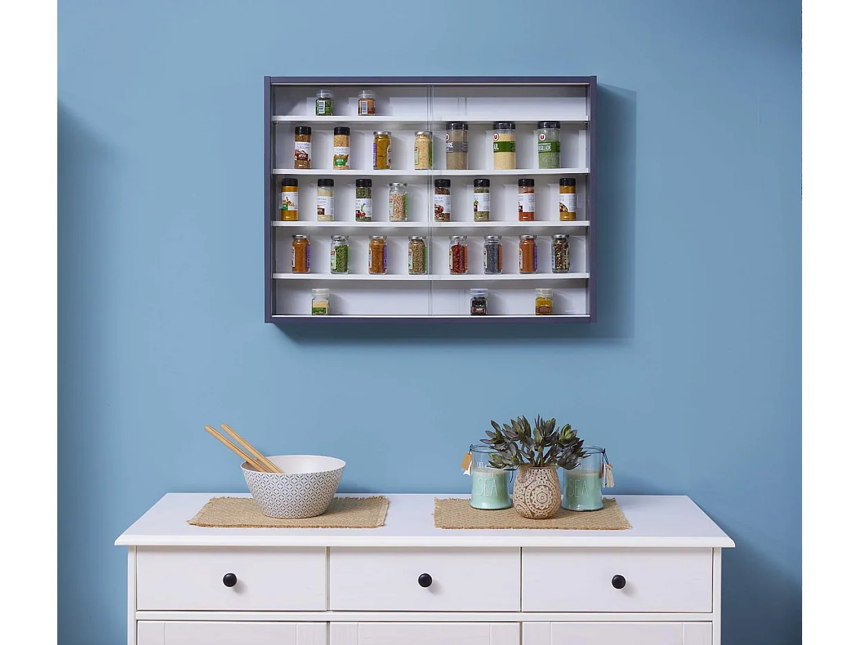 Vitrine Murale Collection "Sacuma" 83cm Gris & Blanc