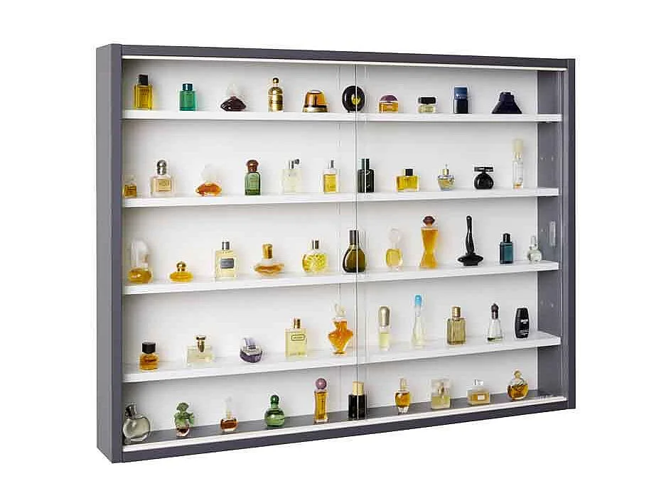 Vitrine Murale Collection "Sacuma" 83cm Gris & Blanc