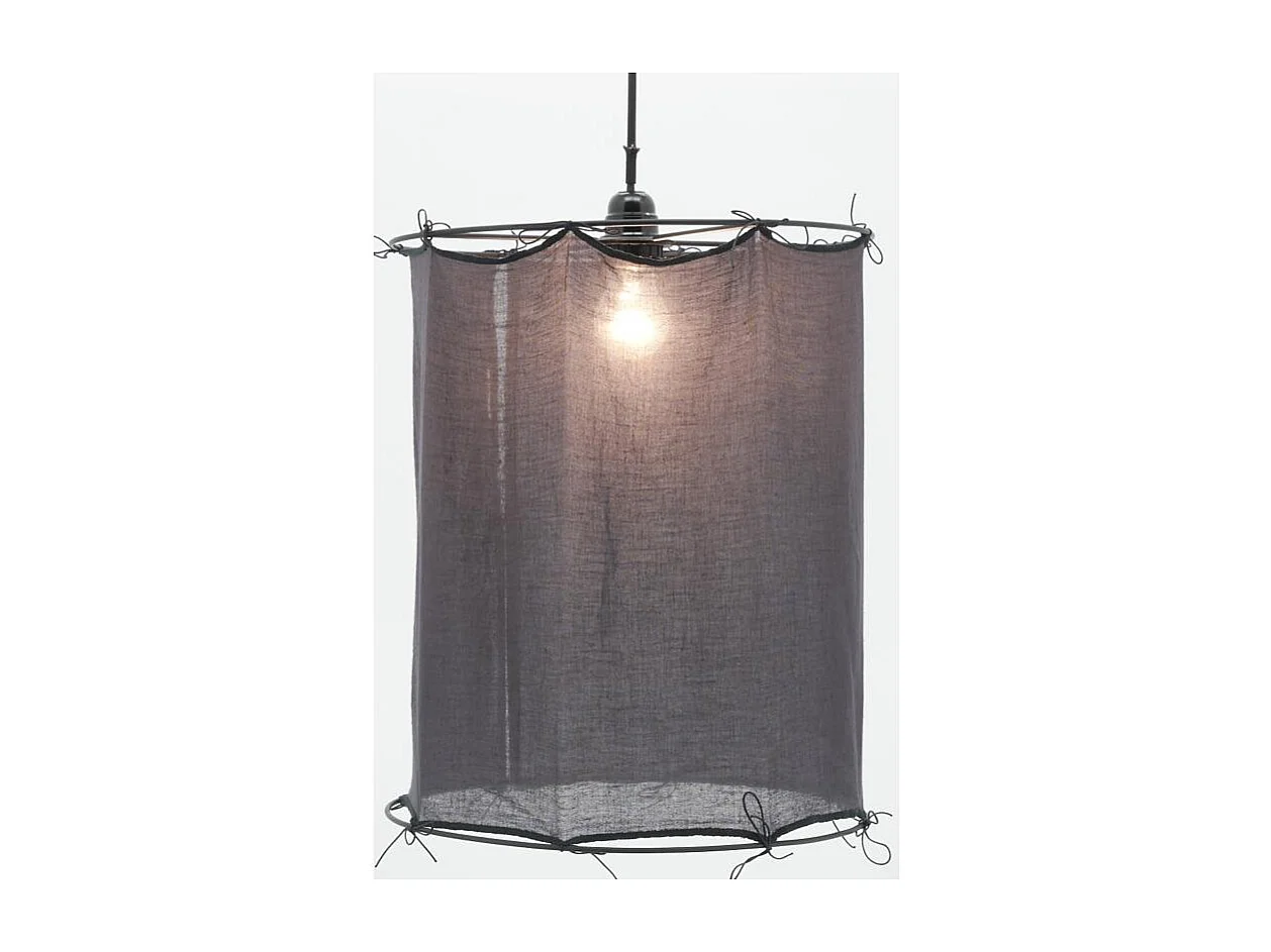 Abat-jour pour suspension en coton Riad Moyen Charbon