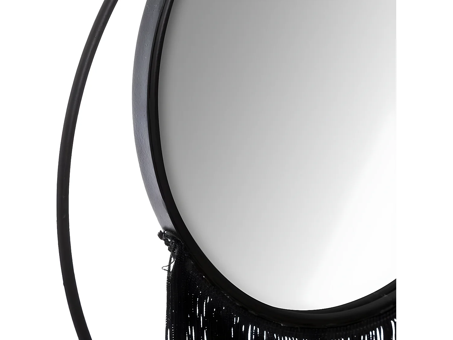 Miroir Mural Rond en Métal "Frange" 18cm Noir