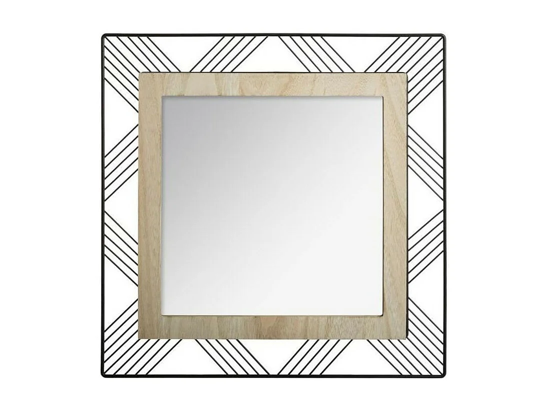 Miroir Carré en Métal & Bois "Joe" 45cm Noir