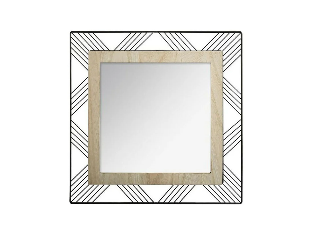 Miroir Carré en Métal & Bois "Joe" 45cm Noir