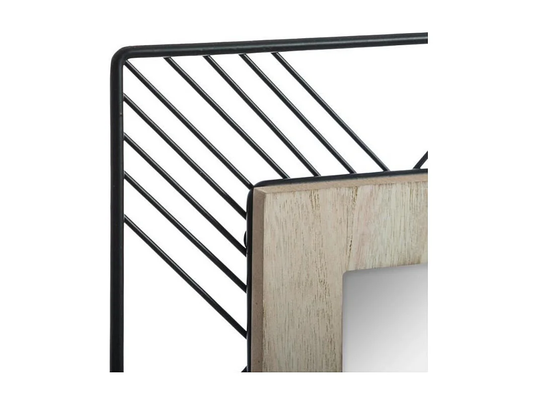 Miroir Carré en Métal & Bois "Joe" 45cm Noir