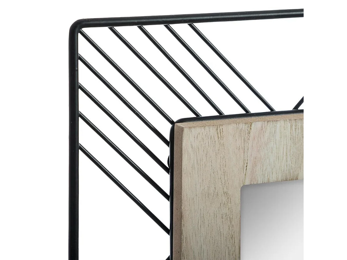 Miroir Carré en Métal & Bois "Joe" 45cm Noir