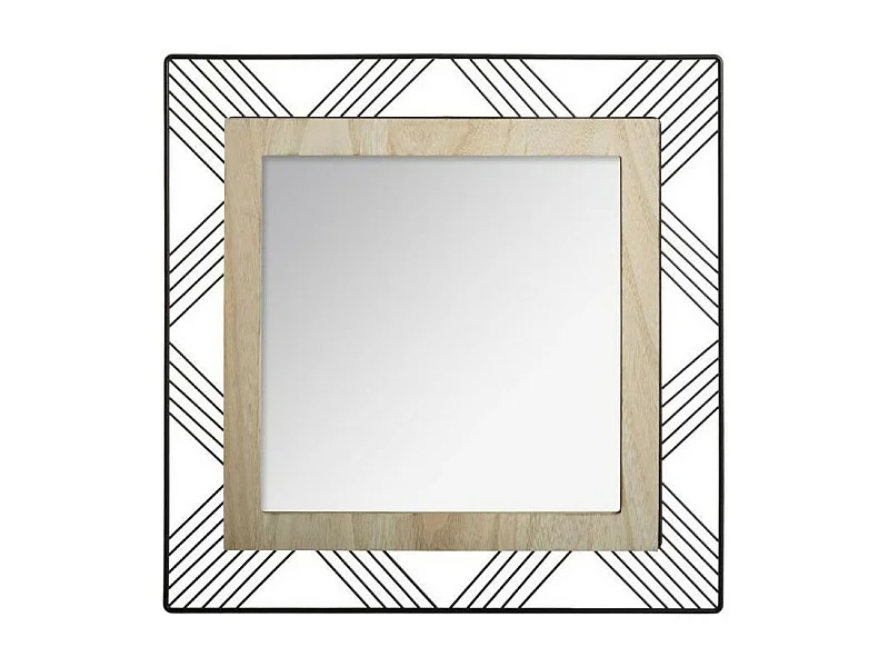 Miroir Carré en Métal & Bois "Joe" 45cm Noir