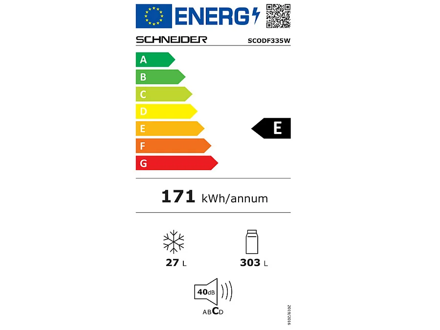 Schneider Réfrigérateur 1 porte 60cm 330l brassé blanc - SCODF335W