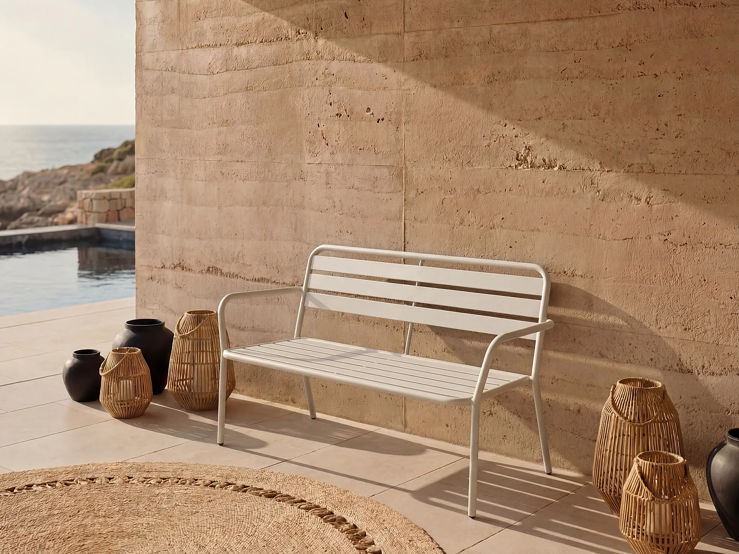 Metal garden bench - Beige - MIRMANDE by MYLIA