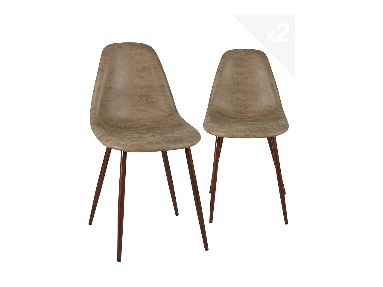 Lot 2 chaises de salle à manger siège rembourré pieds métal Bois NOVA (marron)