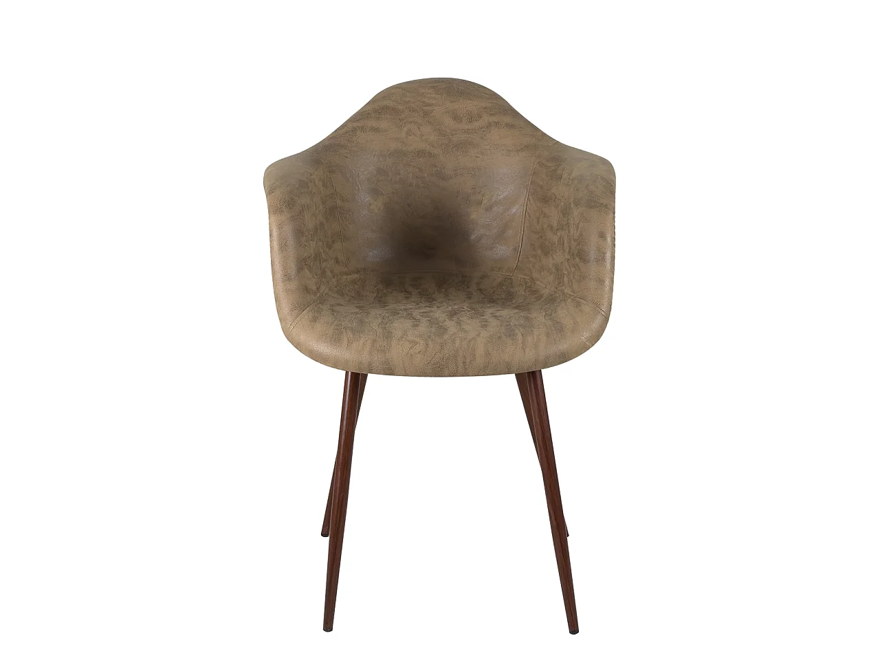 Fauteuil design siège rembourré effet vintage pieds métal ton bois foncé NOVO (Marron)