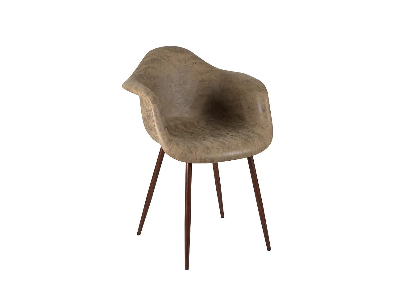 Fauteuil design siège rembourré effet vintage pieds métal ton bois foncé NOVO (Marron)
