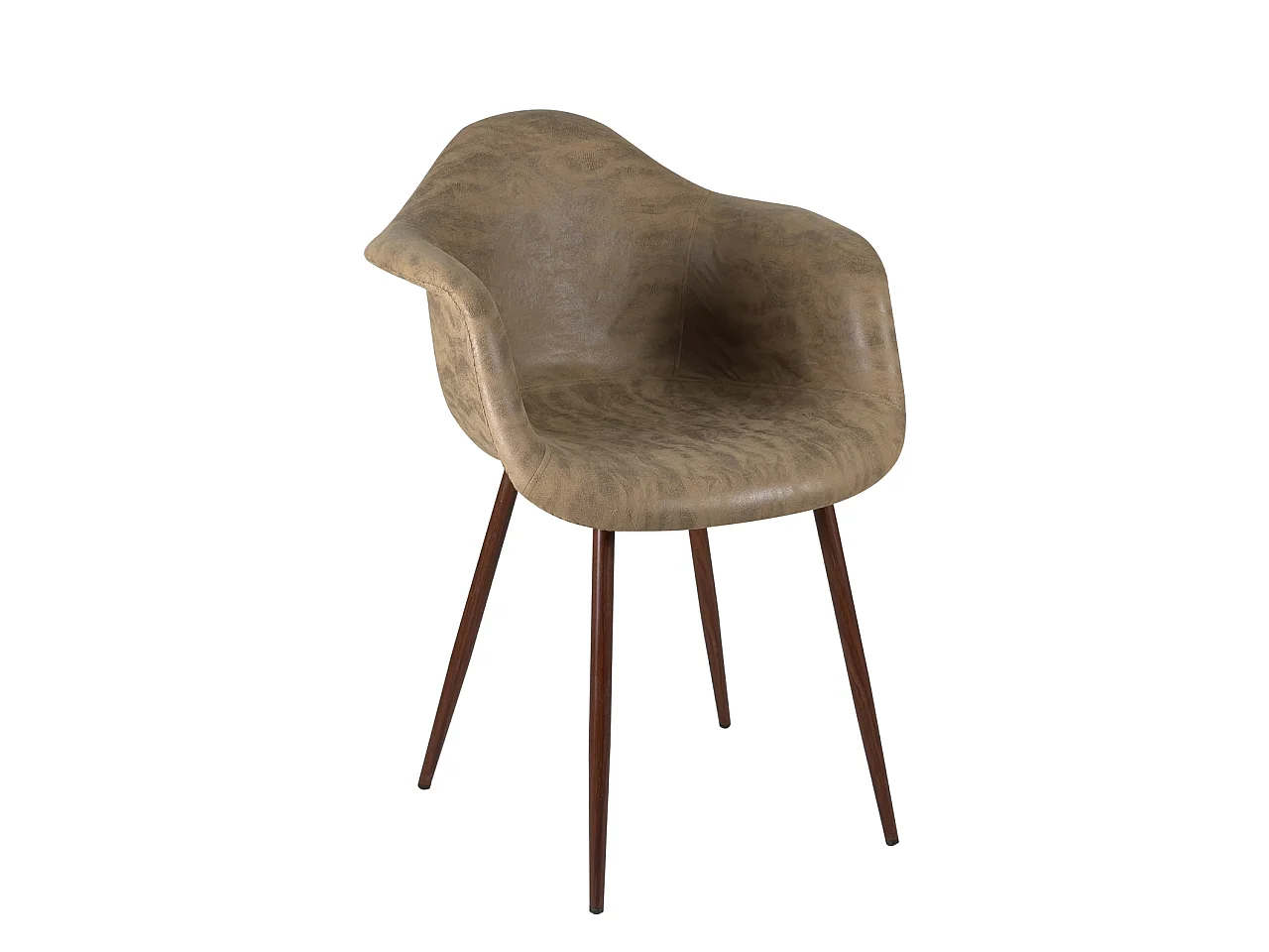 Fauteuil design siège rembourré effet vintage pieds métal ton bois foncé NOVO (Marron)