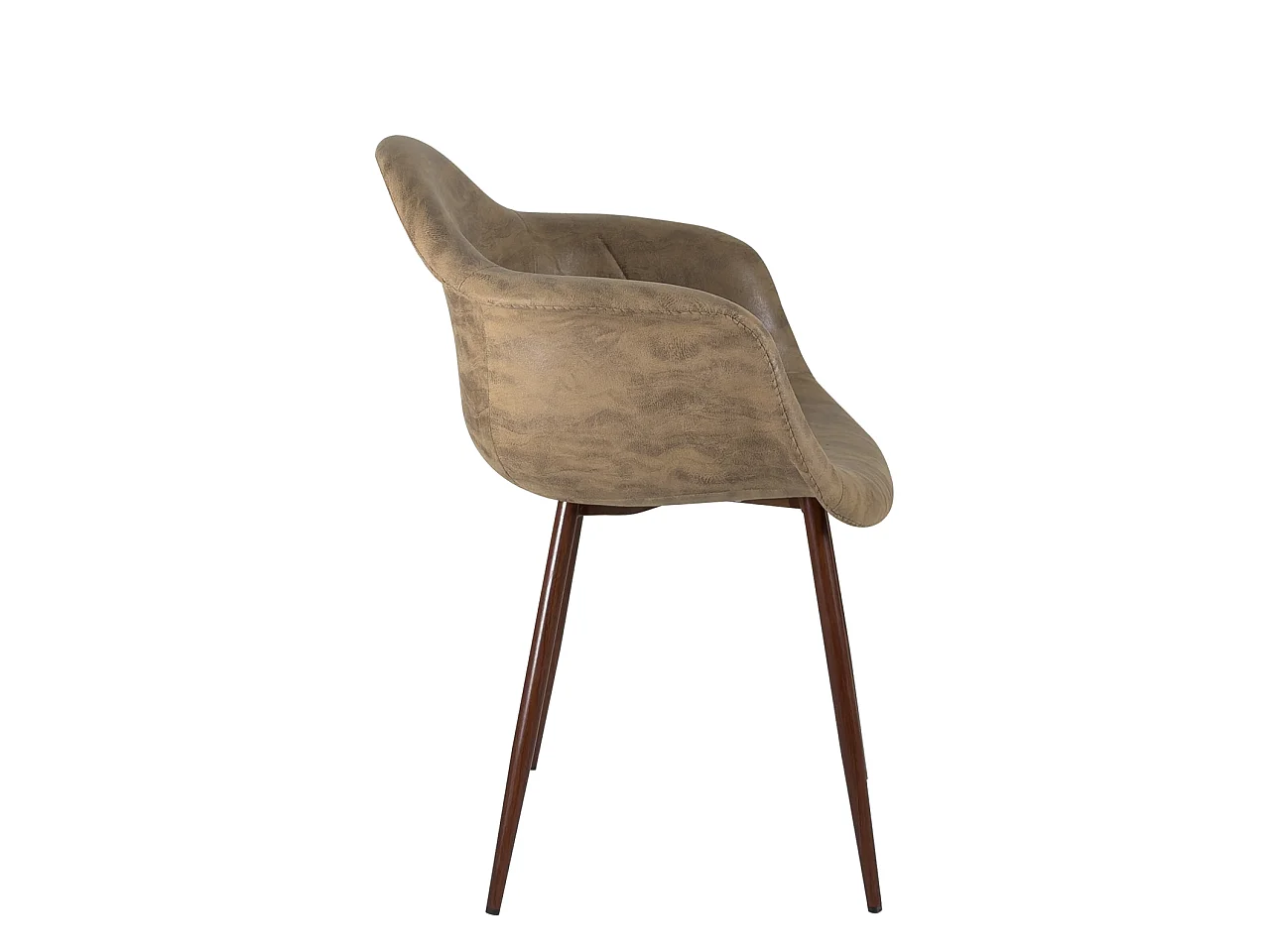 Fauteuil design siège rembourré effet vintage pieds métal ton bois foncé NOVO (Marron)