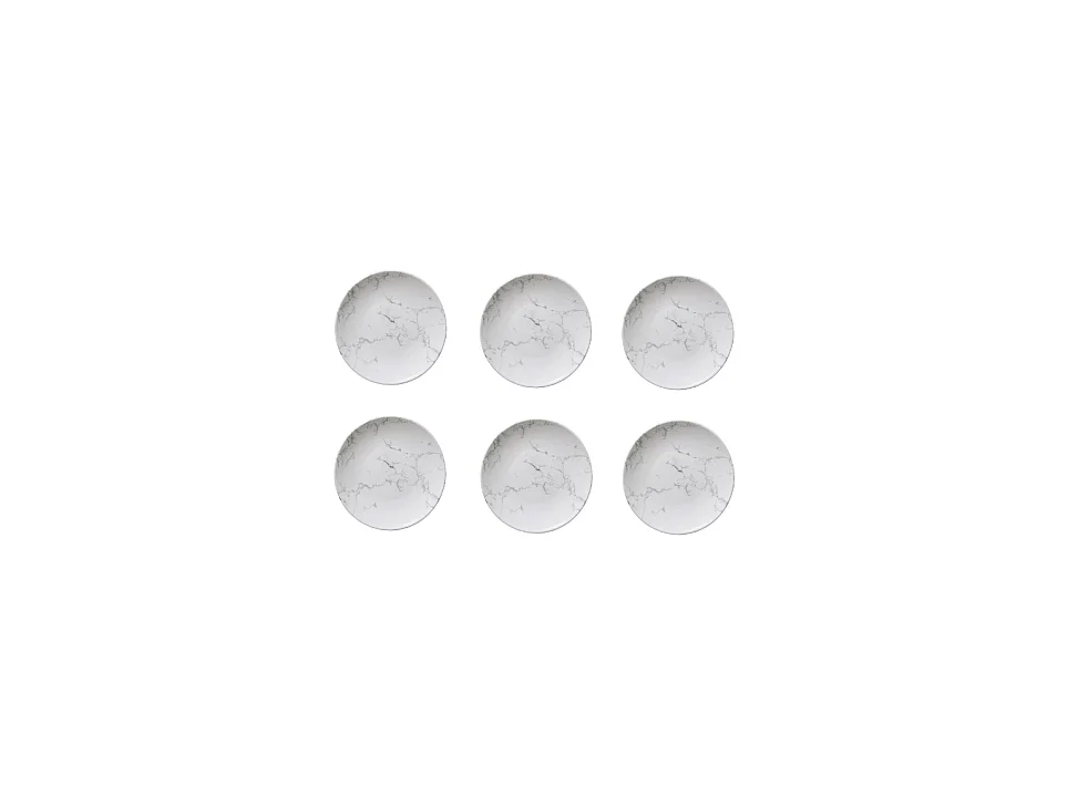 Lot de 6 Assiettes à Dessert "Geom" 20cm Blanc
