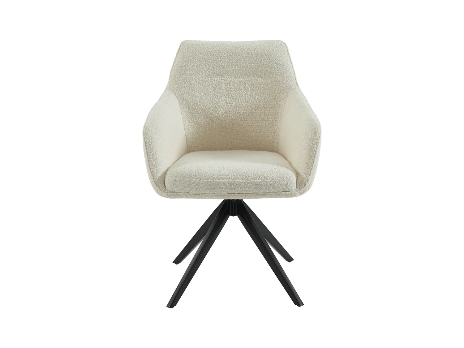 Lot de 2 chaises pivotantes avec accoudoirs - Tissu bouclette et métal noir - Blanc - MUSE de Maison Céphy