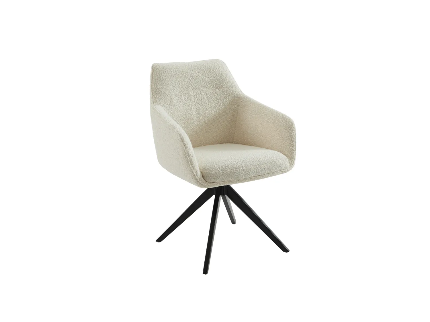 Lot de 2 chaises pivotantes avec accoudoirs - Tissu bouclette et métal noir - Blanc - MUSE de Maison Céphy