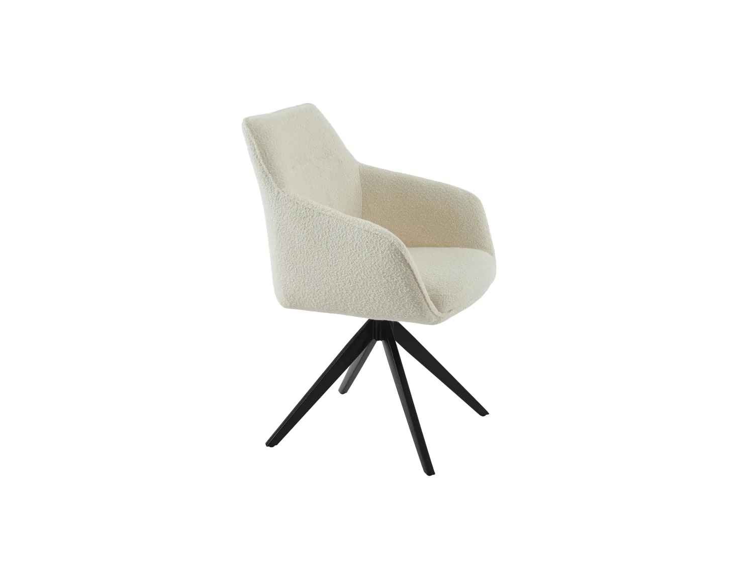 Lot de 2 chaises pivotantes avec accoudoirs - Tissu bouclette et métal noir - Blanc - MUSE de Maison Céphy