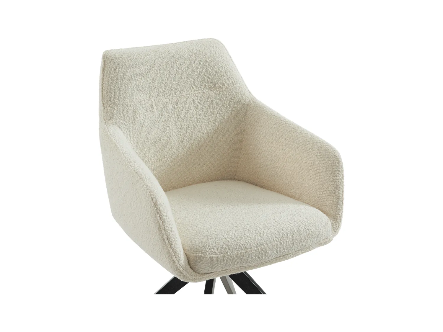 Lot de 2 chaises pivotantes avec accoudoirs - Tissu bouclette et métal noir - Blanc - MUSE de Maison Céphy