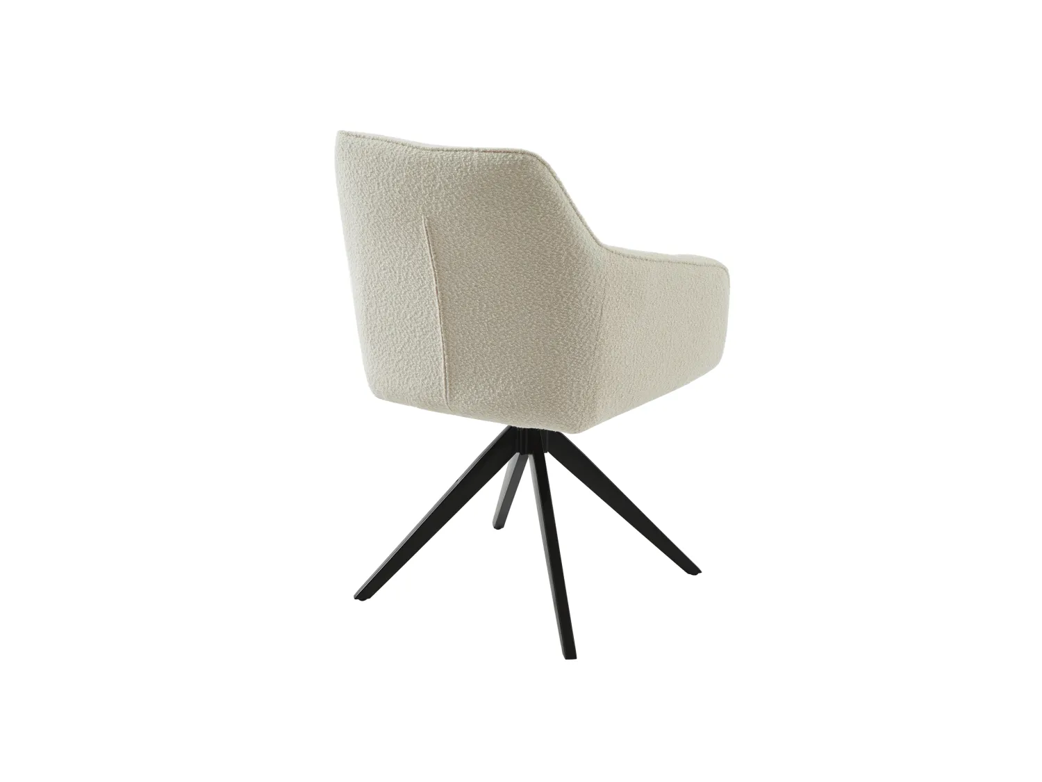 Lot de 2 chaises pivotantes avec accoudoirs - Tissu bouclette et métal noir - Blanc - MUSE de Maison Céphy