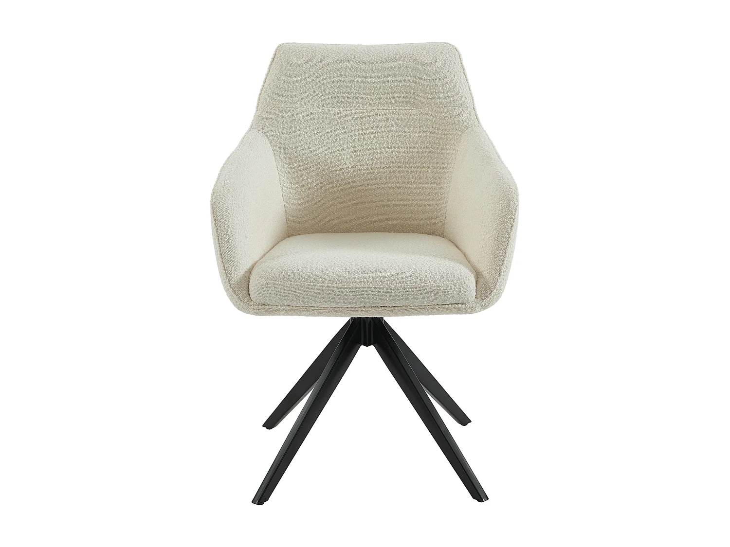 Lot de 2 chaises pivotantes avec accoudoirs - Tissu bouclette et métal noir - Blanc - MUSE de Maison Céphy