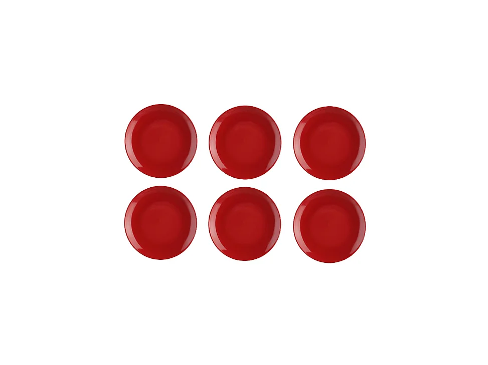 Lot de 6 Assiettes à Dessert "Colorama" 20cm Rouge