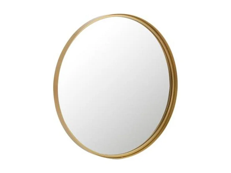 Miroir Mural Rond Design "Bord Métal" 60cm Or