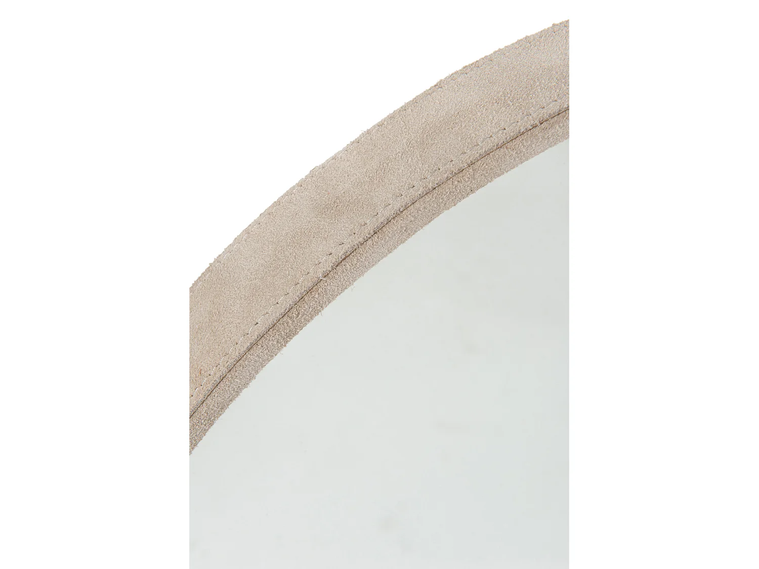 Espejo redondo de piel beige Apolo D 40,5 cm
