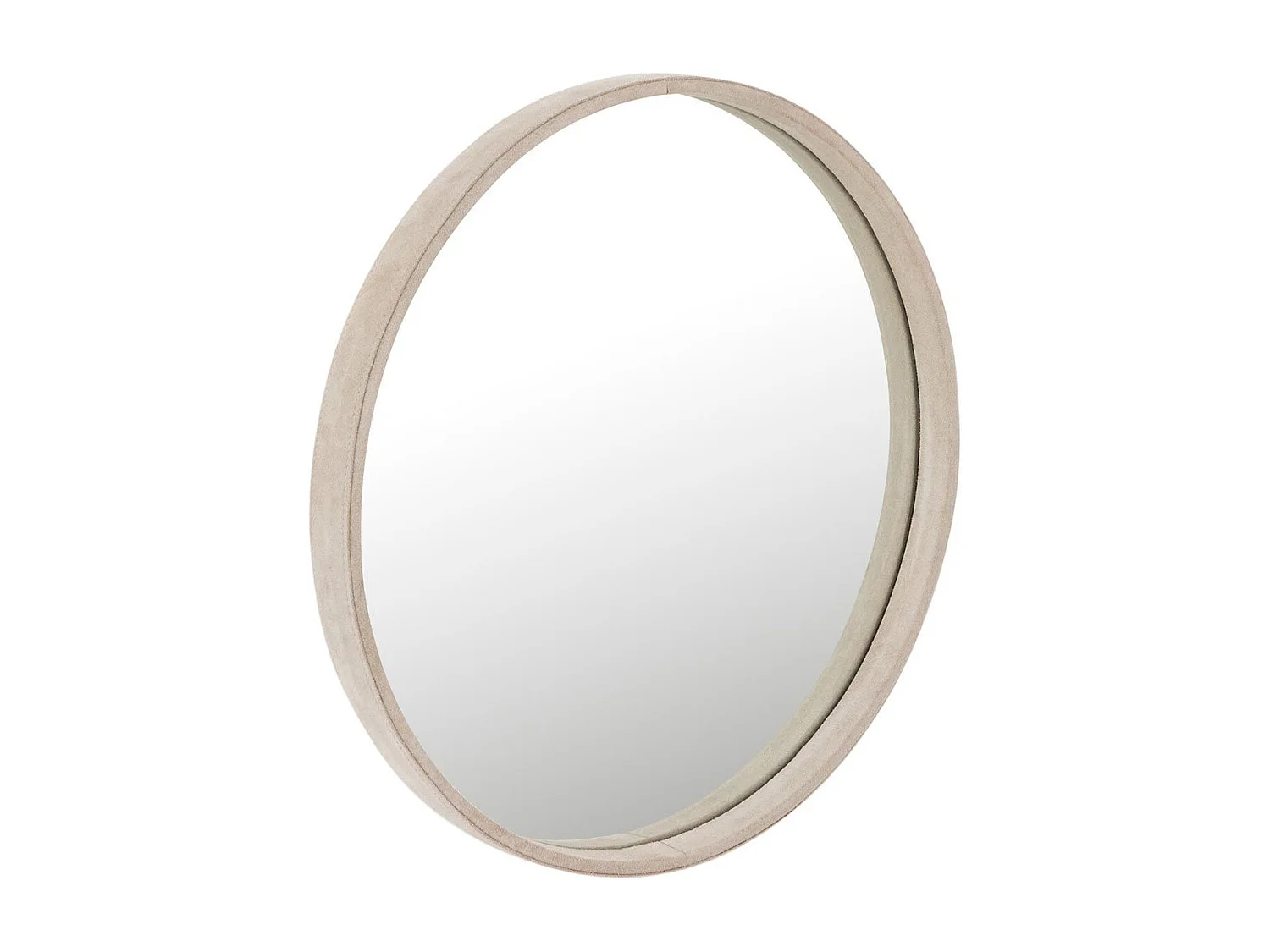 Espejo redondo de piel beige Apolo D 40,5 cm