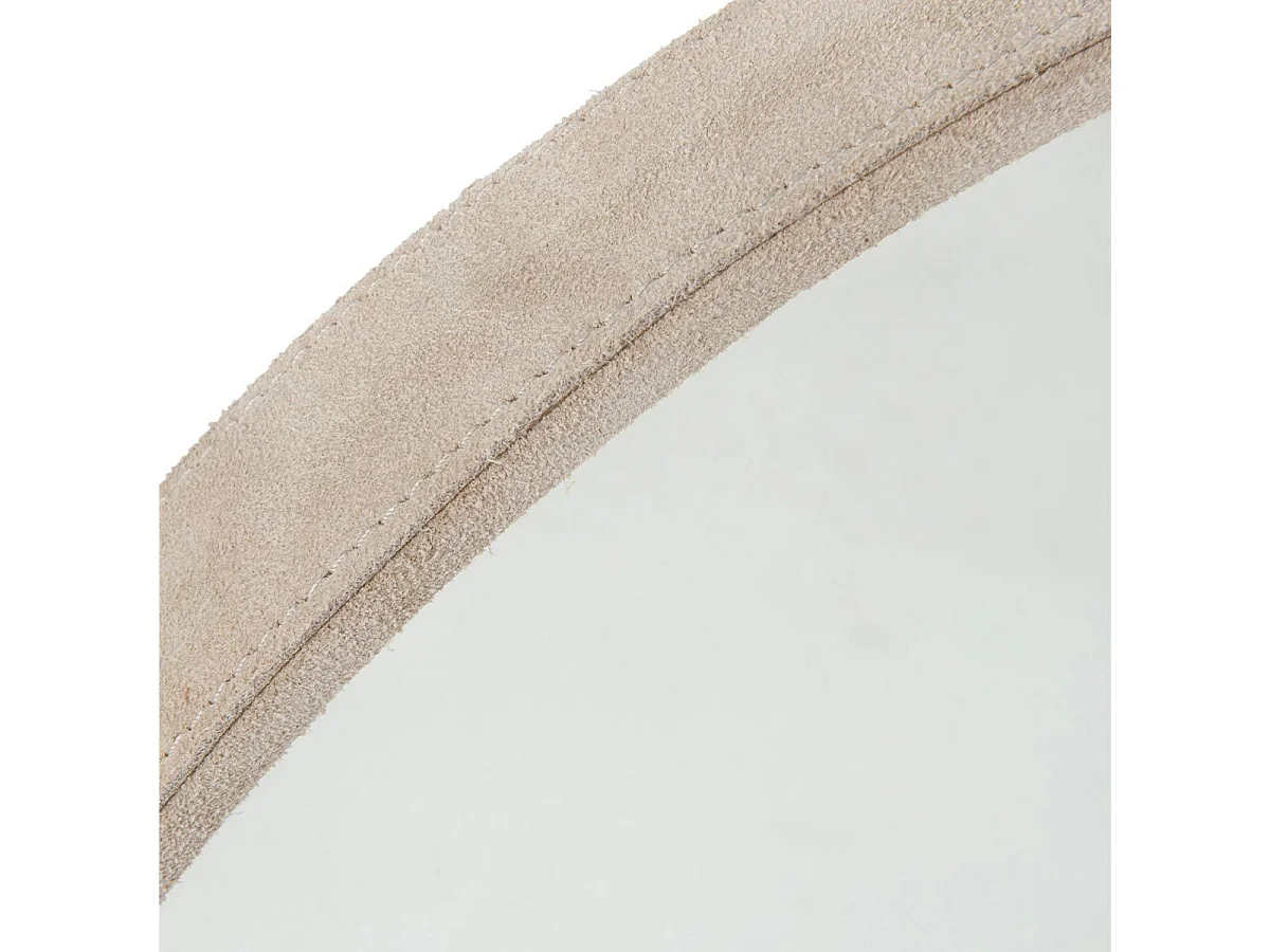 Espejo redondo de piel beige Apolo D 40,5 cm